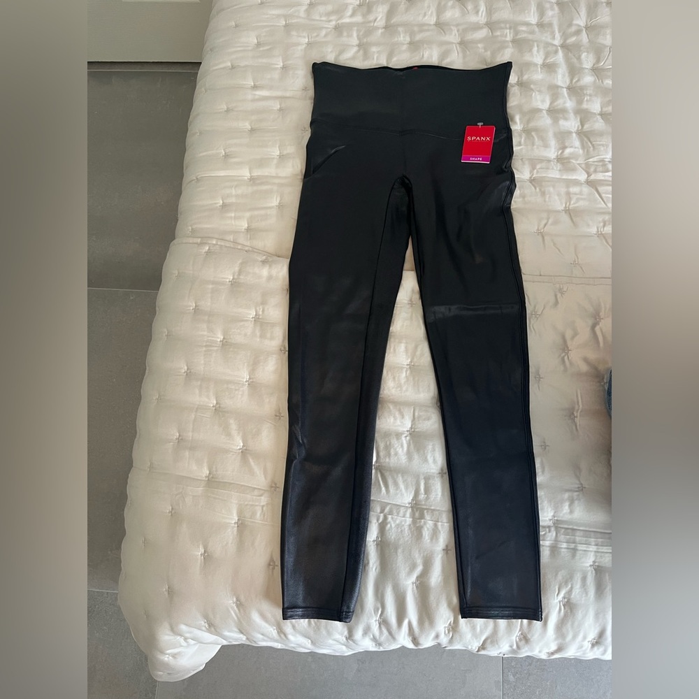 Spanx Black Leather like Leggings